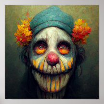 Halloween Art. Sad and Scary Clown. AI Created