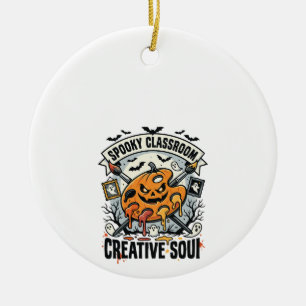 Halloween Art Teacher Spooky Classroom Ceramic Ornament