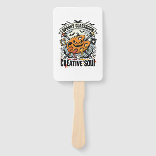 Halloween Art Teacher Spooky Classroom Hand Fan