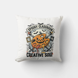 Halloween Art Teacher Spooky Classroom Throw Pillow