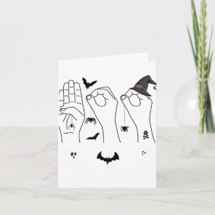Halloween Asl Hand Sign Language Deaf Pride Boo Cr Card
