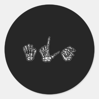 Halloween ASL Skeleton Hand Sign Language Costume Classic Round Sticker