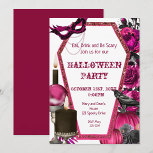 Halloween au café rose, Invitation florale