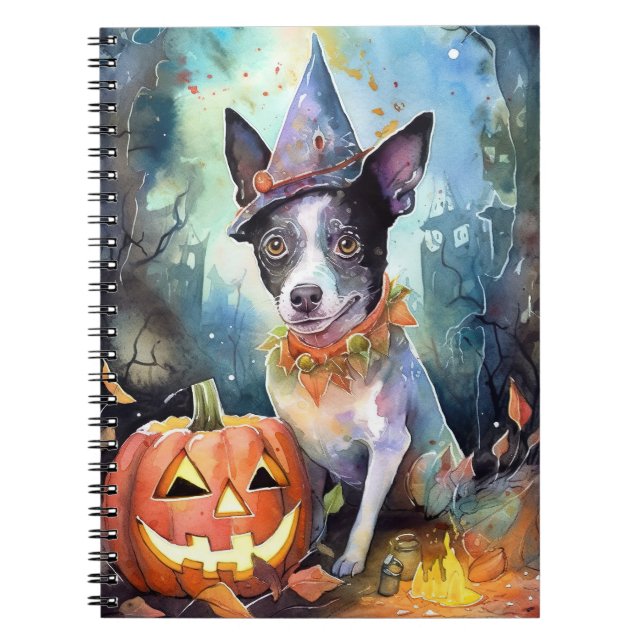 Halloween Australian Cattle With Pumpkins Scary Notebook (Front)