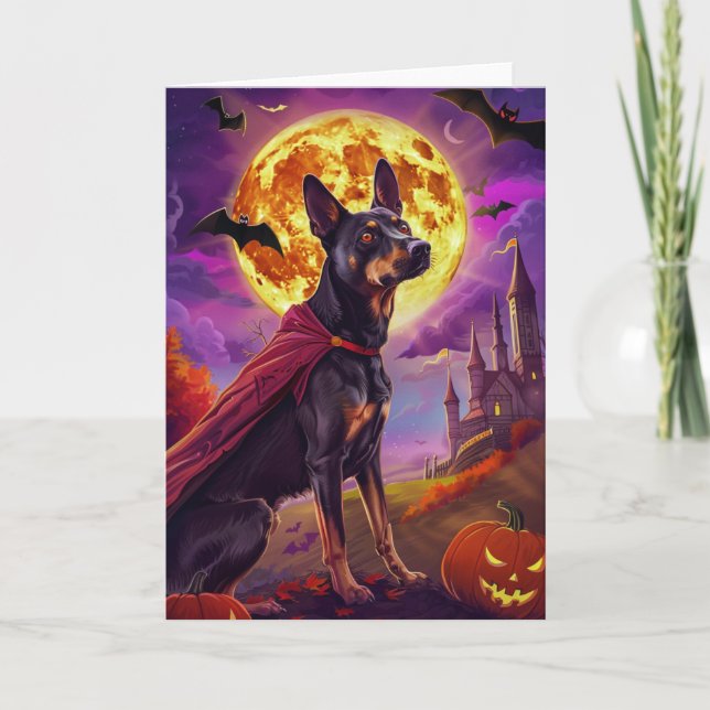 Halloween Australian Kelpie Dog Pumpkins Scary  Card (Front)