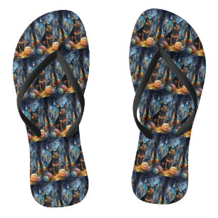 Halloween Australian Kelpie With Pumpkins Scary Flip Flops