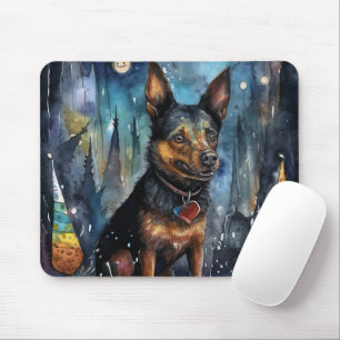 Halloween Australian Kelpie With Pumpkins Scary Mouse Pad