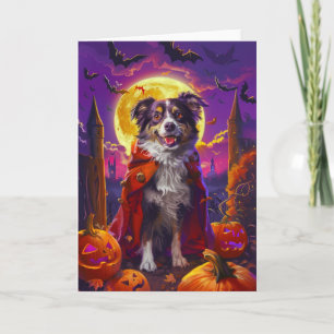Halloween Australian Shepherd Dog Pumpkins Scary  Card