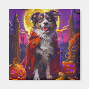 Halloween Australian Shepherd Dog Pumpkins Scary Magnet