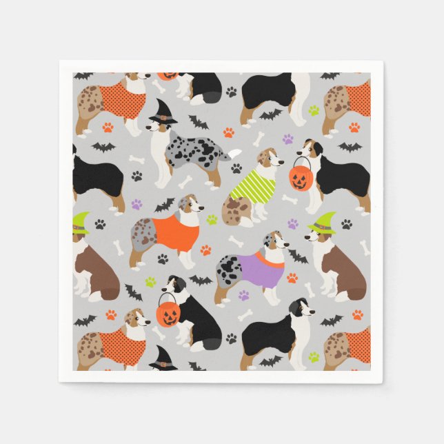 Halloween Australian Shepherd Napkin (Front)