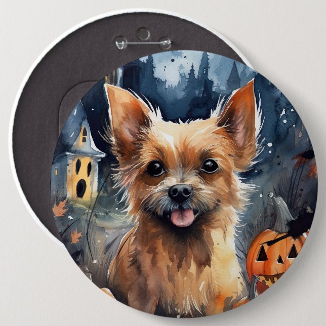 Halloween Australian Terrier With Pumpkins Scary  6 Inch Round Button (Front & Back)