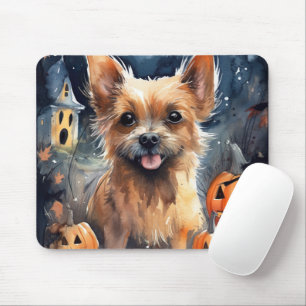 Halloween Australian Terrier With Pumpkins Scary  Mouse Pad