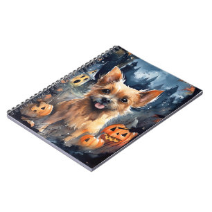 Halloween Australian Terrier With Pumpkins Scary Notebook