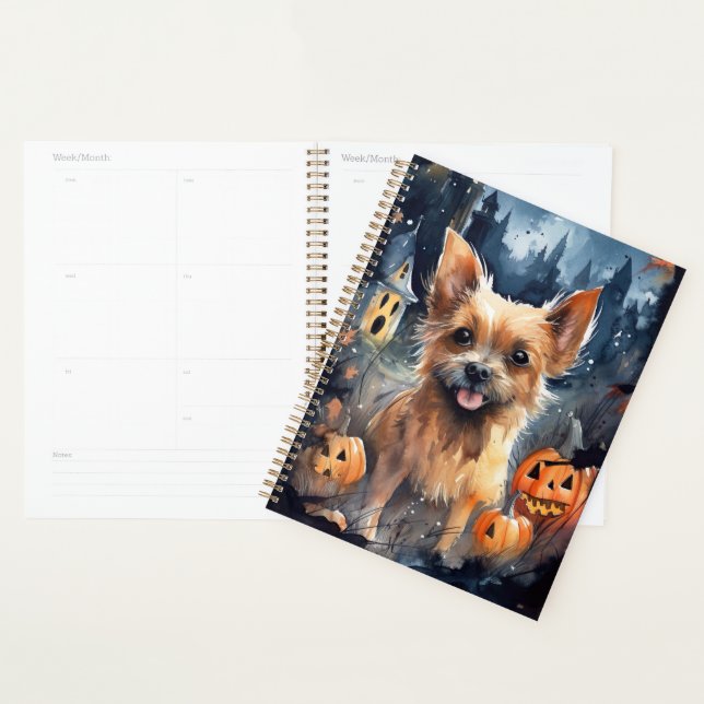 Halloween Australian Terrier With Pumpkins Scary  Planner (Display)