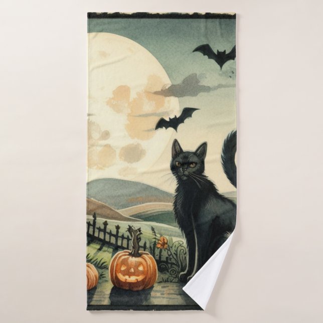 Halloween/Automne/Automne/citrouille/chat (Serviette de bain)