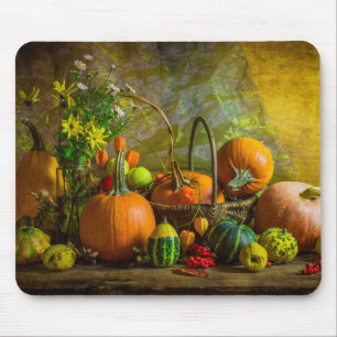 Halloween Autumn Fall Pumpkin Setting Table Mouse Pad