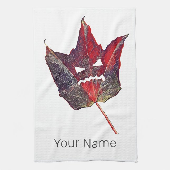 Halloween Autumn Foliage Leaf Fall Thanksgiving Kitchen Towel (Vertical)