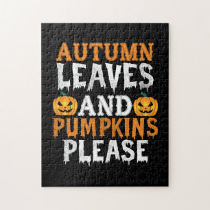 Halloween Autumn Leaves And Pumpkins Birthday Jigsaw Puzzle