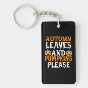 Halloween Autumn Leaves And Pumpkins Birthday Keychain