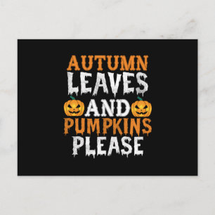 Halloween Autumn Leaves And Pumpkins Birthday Postcard