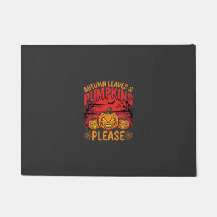 Halloween Autumn Leaves and Pumpkins Please Design Doormat
