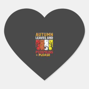Halloween Autumn Leaves and Pumpkins Vintage Desig Heart Sticker