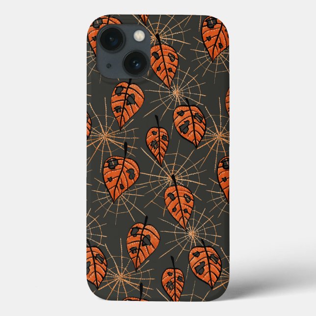 Halloween Autumn Leaves and Spiderwebs Case-Mate iPhone Case (Back)