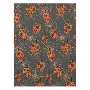 Halloween Autumn Leaves and Spiderwebs Tablecloth