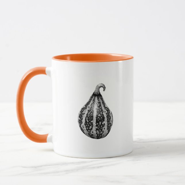 Halloween Autumn Pumpkin Ink Stipple Drawing Mug (Left)
