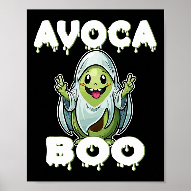 Halloween Avocado Pun Ghost Costume Funny Veggie A Poster (Front)
