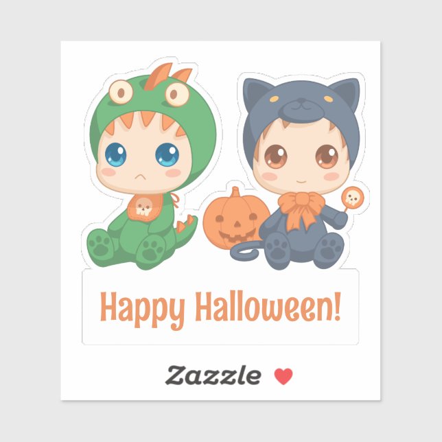 Halloween Babies Black Cat Dragon Custom Text (Sheet)