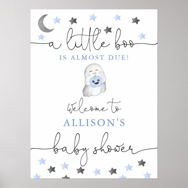 Halloween baby boy ghost baby shower welcome sign (Front)