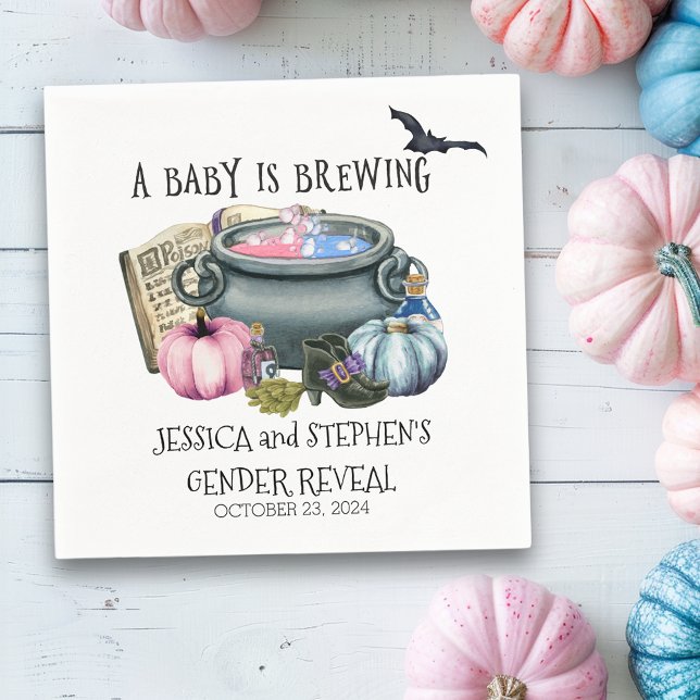 Halloween Baby Brewing Witch Gender Reveal    Napkin (Creator Uploaded)
