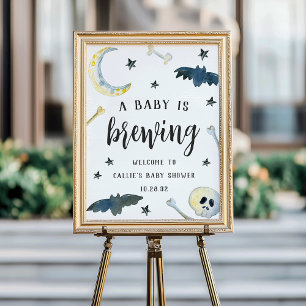 Halloween "Baby is Brewing" Affiche de bienvenue d