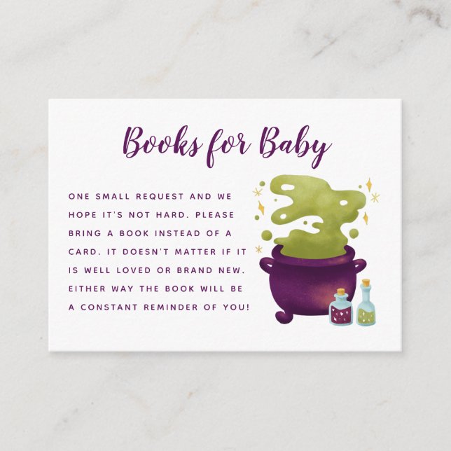 Halloween Baby Is Brewing Baby Shower Book Request Enclosure Card (Front)