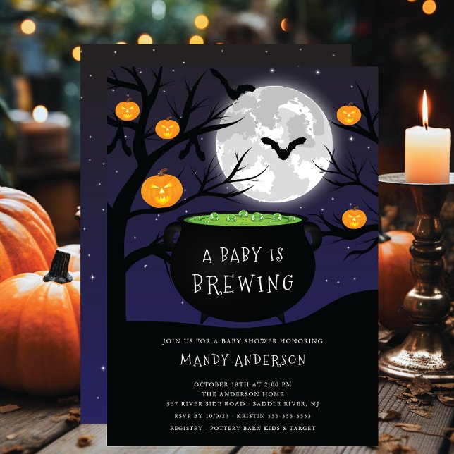 Halloween Baby is Brewing Baby Shower Invitation (Creator Uploaded)
