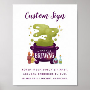 Halloween Baby Is Brewing Shower Custom Sign