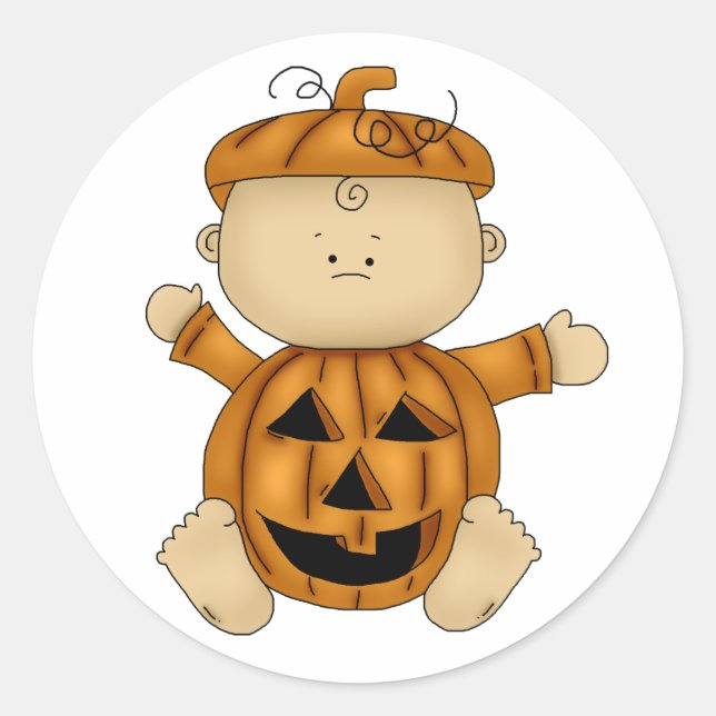 Halloween baby pumpkin classic round sticker (Front)