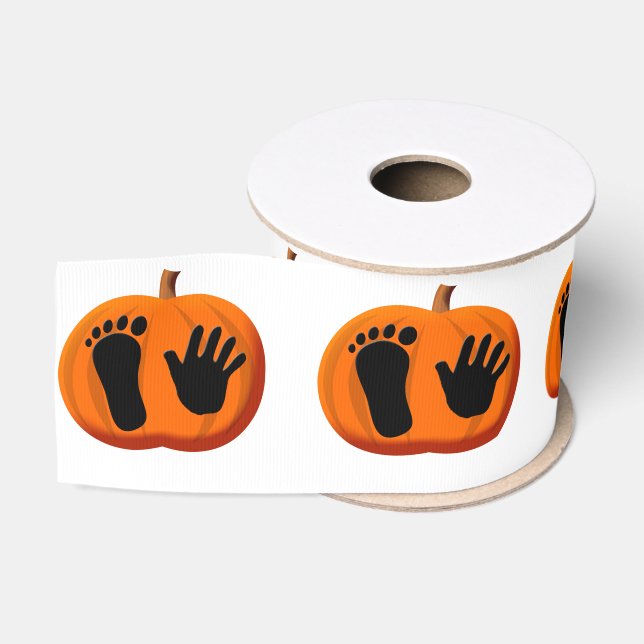 Halloween Baby Pumpkin Prints Grosgrain Ribbon (Spool)