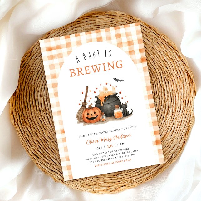 Halloween Baby Shower A Baby is Brewing  Invitation (Creator Uploaded)