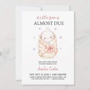 Halloween Baby Shower A Little Boo is Due Pink  Invitation