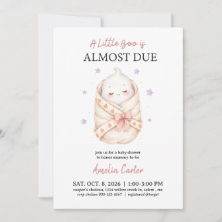 Halloween Baby Shower A Little Boo is Due Pink  Invitation