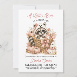 Halloween Baby Shower A Little Boo is Due Raccoon  Invitation