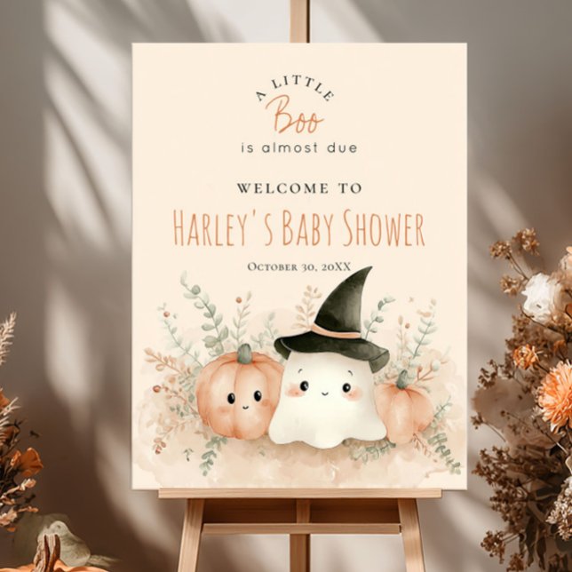 Halloween Baby Shower A Little Boo Is Due Welcome Poster (Creator Uploaded)