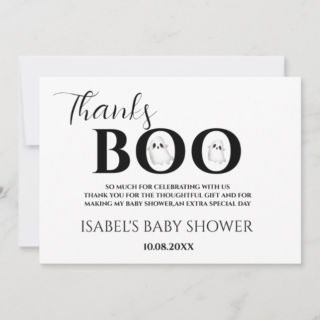 Halloween Baby Shower A Little Boo Thank You Card (Front)