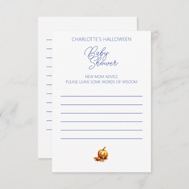 Halloween Baby Shower Advice Fill Out Form Enclosure Card (Front/Back)