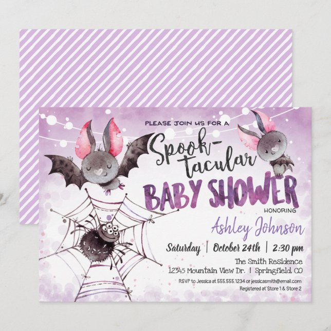Halloween Baby Shower, Bats invitation (Front/Back)