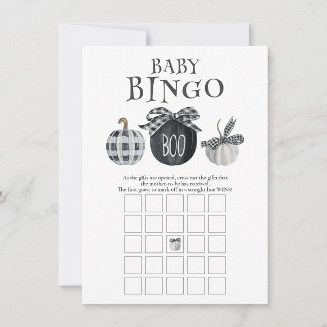Halloween Baby Shower Bingo Game Card (Front)