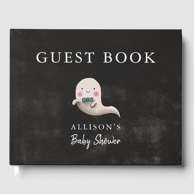 Halloween Baby Shower Boy Ghost Guest Book (Front)