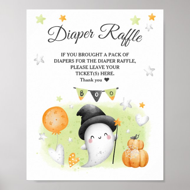 Halloween Baby Shower Diaper Raffle Sign (Front)